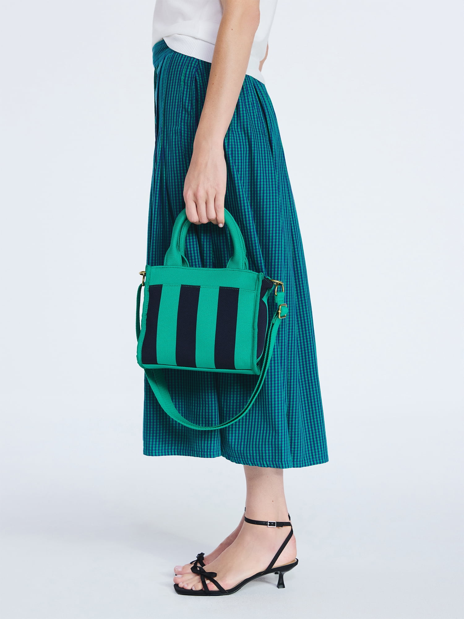 Free Assembly Women's Mini Satchel Handbag, Green/Navy