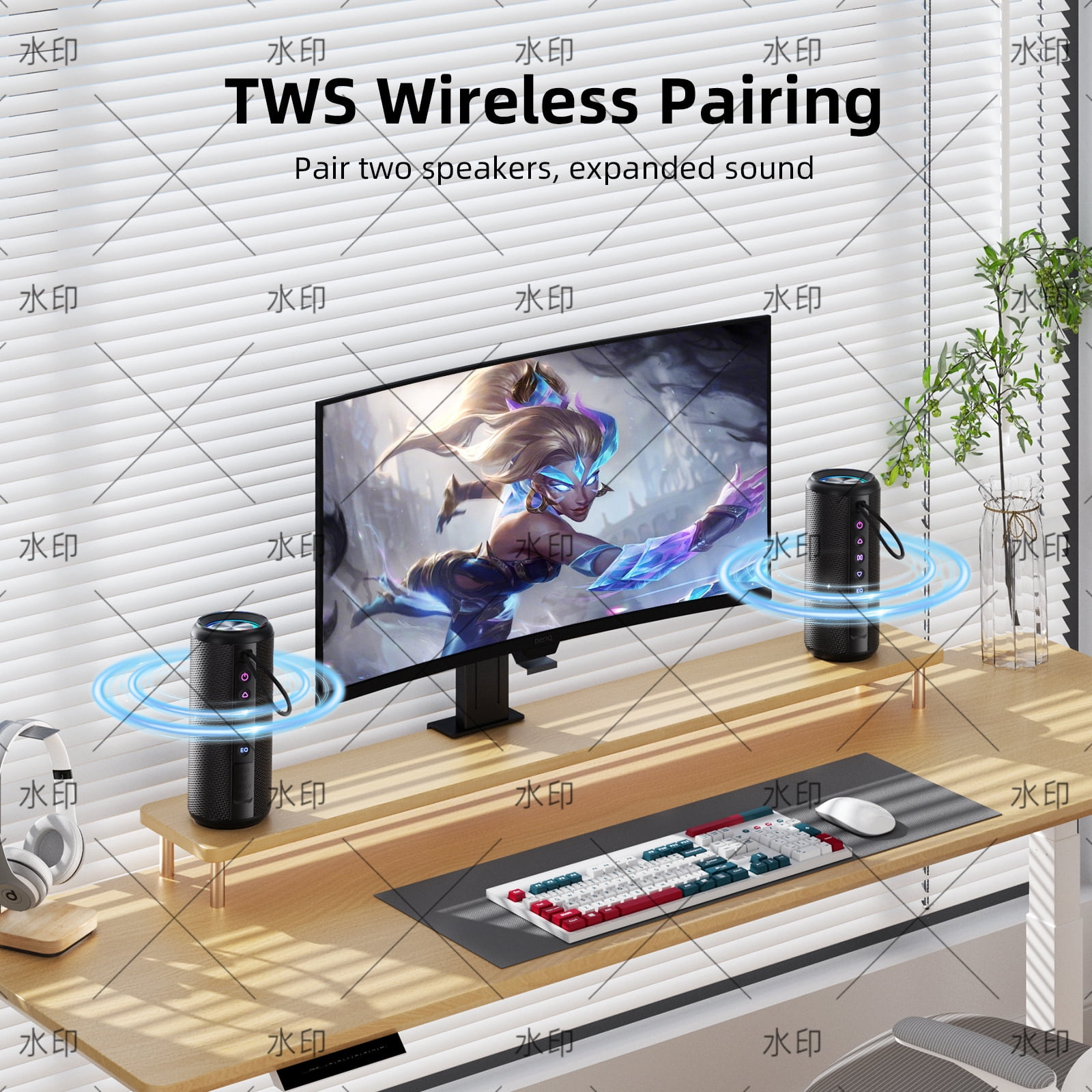 Portable Bluetooth Speaker, Up to 30H Playtime Wireless Speaker IPX7 Waterproof  TWS Pairing Powerful Speakers with Bluetooth 5.4, for Home/Party/Outdoor/Beach/Travel, Men Women Gifts (Black)