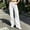 White, variant on Women's Solid Color Straight Leg Pants, Elastic Waist, Button & Zipper Closure, Casual Trousers with Pockets Black S
