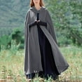 thumbnail image 2 of Uooqdmx Shawl Wraps for Women Robes for Women Hooded Long Cape Winter Vintage Overcoat Fashion Button Cloak Woolen Coat Plus Size Cardigan Gray XL, 2 of 8