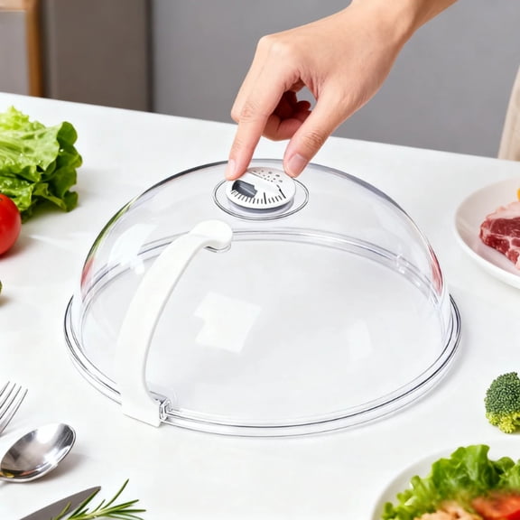 TAROFISH Microwave Splatter Cover with Steam Vents and Handle, 10-inch Clear Microwave Plate Cover for Food, Splatter Guard Microwave Lid for Microwave Oven, Kitchen Gadgets Accessories,1Pc
