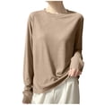 thumbnail image 2 of Lonomox Womens Pullover Tops Solid Color Long Sleeve Shirts Crew Neck Loose Fashion Casual T Shirts, 2 of 5