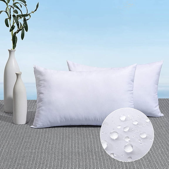 Pack of 2 12x20 Outdoor Pillow Inserts, Throw Pillows Water-Resistant Decorative Premium Lumbar Stuffer Sham for Porch Swing Couch Sofa Cushion Patio Furniture