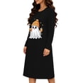 thumbnail image 6 of Edvintorg Night Gowns for Adult Women Crew Neck Loose Lounge Dress Halloween Printed Long Sleeve Casual Sleepshirts Plus Size Womens Clothing Black XL, 6 of 6