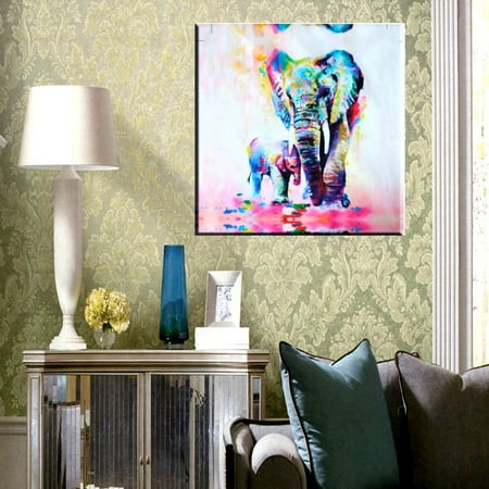 MOHOO Unframed Print Canvas Elephant Oil Painting Picture Office Home Bedroom Wall Art Decor Watercolor ，20×20