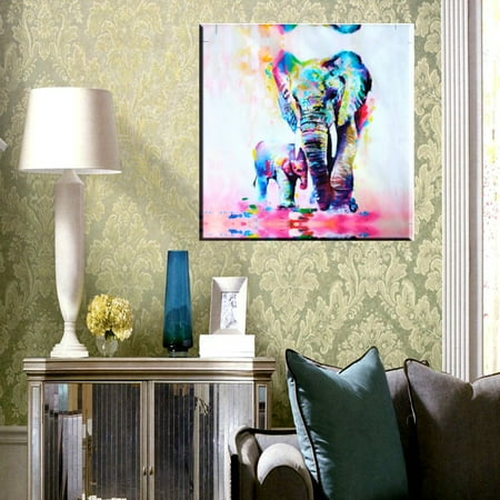 Mohoo Unframed Print Canvas Elephant Oil Painting Picture