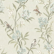 Chesapeake Tea Olive Beige Finch Frolic Wallpaper