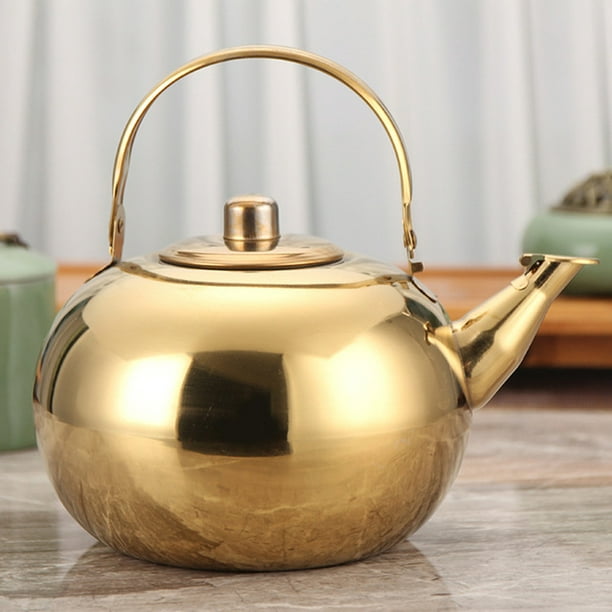 1PC Coffee Teapot Indoor Stainless Steel Outdoor Tea Kettle Stovetop With  Strainer Infuser Fast Boil Filter Gold 16cm 