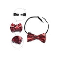 thumbnail image 3 of INSPIRE CHIC Men's Sequin Sparkly Shiny Bowties Reversible Two-Color Pre-tied Bow Ties for Party One Size Red, 3 of 4