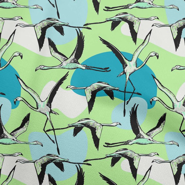 oneOone Cotton Flex Lime Green Fabric Flamingo Craft Projects Decor Fabric Printed By The Yard 40 Inch Wide