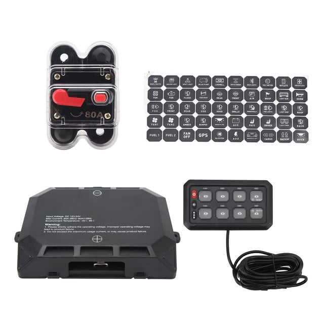 Sistema De Relé De Control De Circuito ANGGREK IP65 Impermeable RGB Control De Luz Kit De Panel De Interruptor De 8 Bandas Acabado Negro Mate 12 V-24 V CC