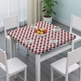 thumbnail image 3 of Red Black White Checkered Pattern Square Fitted Tablecloth with Elastic Edge,Square Table Cover,Washable Elastic Table Cover for Home Kitchen Party Decor 34"x34", 3 of 6