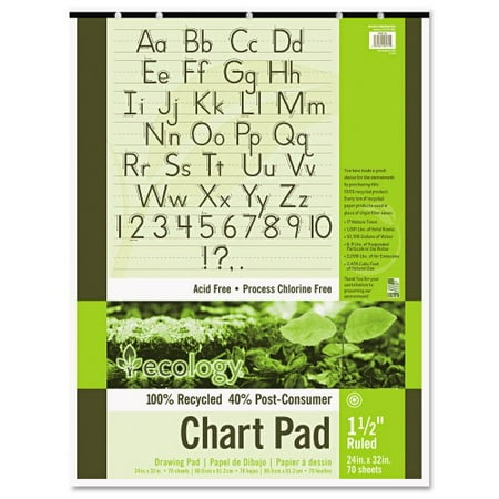

Pacon Ecology Recycled Chart Pads Presentation Format (1 1/2 Rule) 70 White 24 x 32 Sheets (945710)