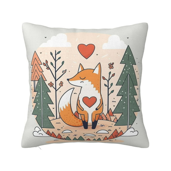 ZICANCN Love Happy Little Fox Decorative Throw Pillow Covers, Bed Couch Sofa Decorative Knit Pillow Covers for Living Room Farmhouse 18"x18"
