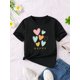 thumbnail image 1 of Camiseta informal de moda con estampado de corazón de niña feliz, suave y elástica, de algodón, cómoda, con cuello redondo y manga corta, ideal para regalar., 1 of 6