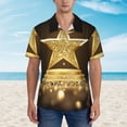 thumbnail image 2 of Fuzoiu Golden Glitter And Light Print Hawaiian Shirt for Men, Summer Beach Casual Short Sleeve Button Down Shirts, Men’s Beach Summer Shirts with Pocket,3X-Large, 2 of 7
