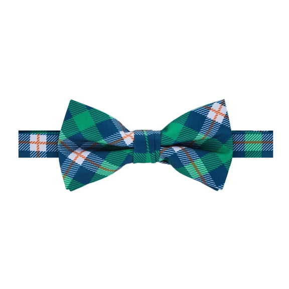 Jacob Alexander Men's Tartan Plaid Diagonal Pattern Pre-Tied Adjustable Banded Bow Tie - Green Blue White