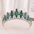 thumbnail image 1 of Nvzi Tiara de boda para novia, diadema de princesa, corona nupcial, joyería para el cabello con diamantes de imitación de cristal, decoración para cumpleaños, fiesta de disfraces (verde), 1 of 4