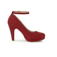thumbnail image 3 of Unique Bargains Women's Round Toe Stiletto Heel Ankle Strap Pumps Red 7, 3 of 7