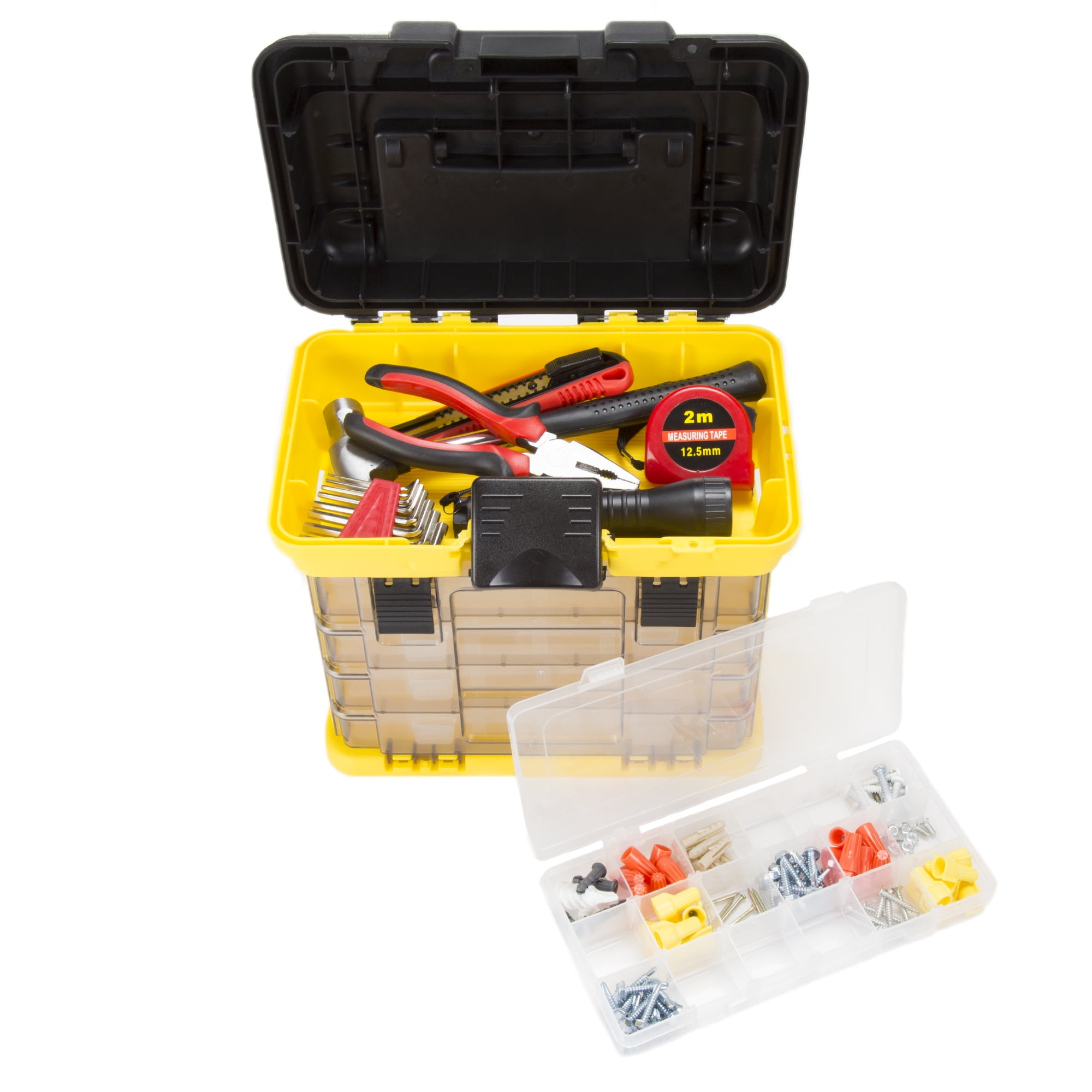 Stalwart Storage Toolbox for Tools, Fish Tackle, or Crafts (Yellow) 