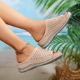 thumbnail image 5 of CYMMPU Women's Mesh Knit Open Toe Slide Sandals, Slip On Breathable Wedge Platform Slippers, Summer Daily Walking Shoes Khaki 43, 5 of 9