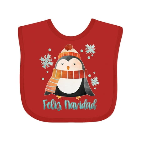 

Inktastic Feliz Navidad Cute Winter Penguin in Hat and Scarf Gift Baby Boy or Baby Girl Bib