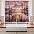 thumbnail image 2 of Ambesonne Lake Kitchen Curtains, Mesmerizing Sunset Mountains, 55"x36", Salmon Purple Grey, 2 of 3