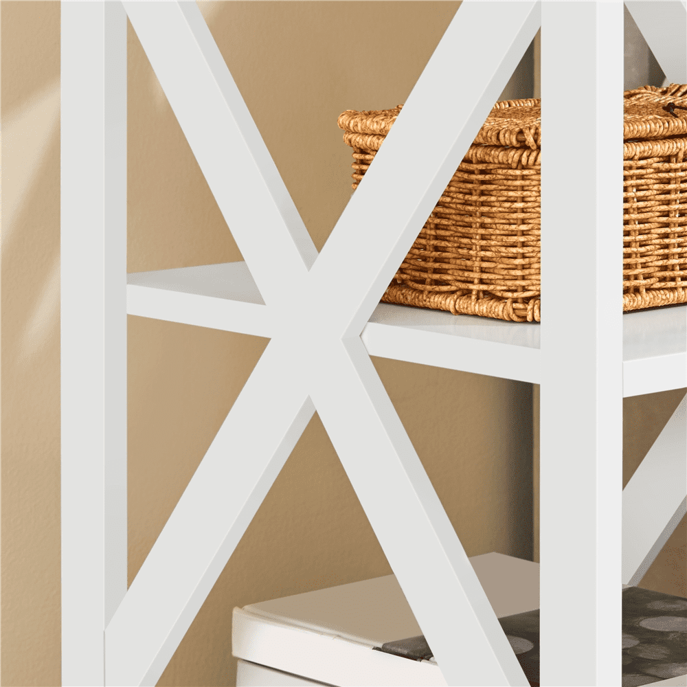 Renwick 3 Tier Wood X Shape End Table for Livingroom Bedroom, White