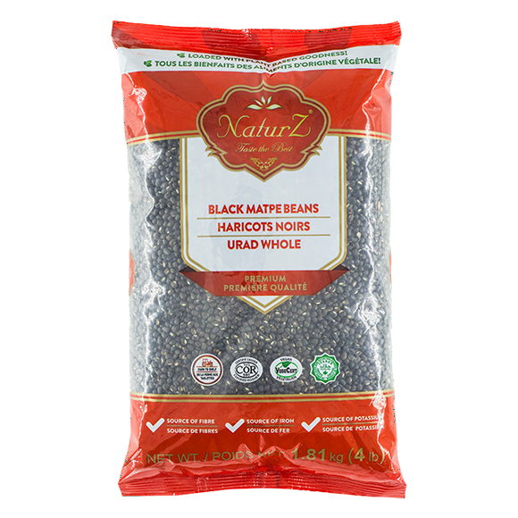 Naturz Black Matpe Beans - Urad Whole, 4 lb