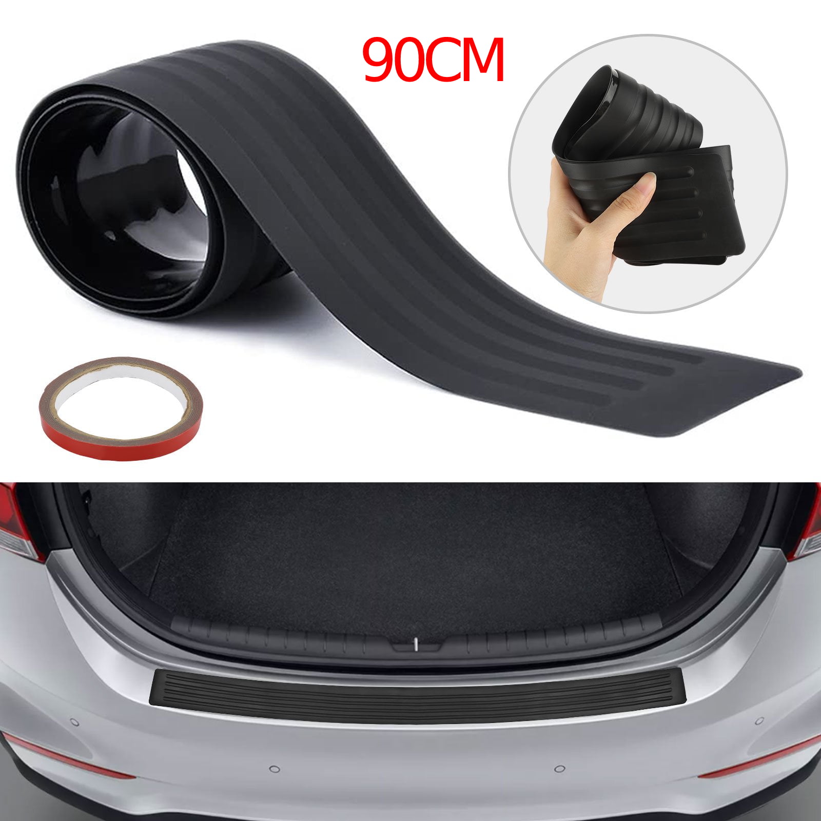 1pcs Car Rear Bumper Sill Protector Soft Plate Rubber Back Door Boot Cover Guard