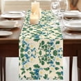 thumbnail image 3 of Green Blue Spring Floral 120 Inch Table Runner, Watercolor Flower Summer Farmhouse Dresser Scarf Cotton & Linen Tablerunner for Dining/Kitchen Island/Holiday Party Décor 13" x 120", 3 of 9