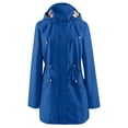 thumbnail image 5 of GEWSEY Plus Size Rain Jackets For Women Waterproof Rain Coats with Hood Lightweight Windbreaker Outdoor Trench Coat (Blue, XXL), 5 of 9