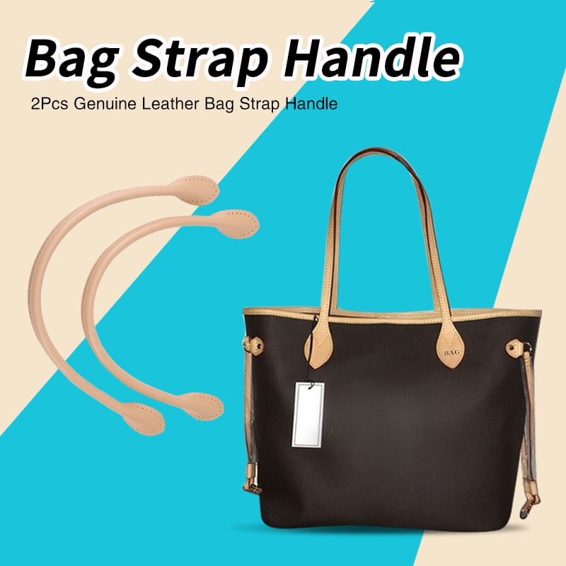 Brown Genuine Leather Handbag Strap 2pcs Bag Straps Handle for DIY Hand Accessories Thread Black Brown Beige