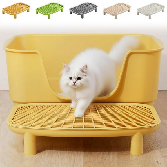 Cat Litter Mat Double-Layer Non-Slip Plastic Mat | Efficient Sand Control | Easy Clean Foot Rub Pad | Durable Floor Protector | 18x12in | Multiple Colors | 1 Pack