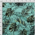 thumbnail image 4 of oneOone Velvet Turquoise Blue Fabric Abstract Tropical Leaf Craft Projects Decor Fabric Printed By The Yard 58 Inch Wide, 4 of 4