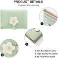 thumbnail image 2 of Cute Wallet for Girls Women Mini Small Tri-folded Wallet PU Leather Cash Pocket Card Holder Coin Purse with Window (Green, Flower), 2 of 5