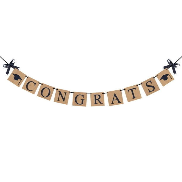 Felicidades, papel Kraft, letreros de banner, accesorios fotográficos, decoraciones cuadradas perfectas para fiestas de graduación de 3 metros (negro y marrón)