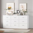 thumbnail image 1 of Yiwa Commode Moderne à 9 Tiroirs, Coffre de Chambre de 63 Pouces avec Prise de Courant Intégrée, Rangement pour Salon, 1 of 6