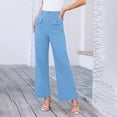 thumbnail image 2 of FRSASU Women's Dress Pants Wide Leg Pull On Stretchy Work Slacks High Waisted Business Casual Straight Trousers with Pockets Sky Blue, 2 of 9