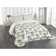 thumbnail image 3 of Ambesonne Palm Tree Quilted Bedspread Set 3 Pcs, Flamingo Hibiscus Art, King Size, Multicolor, 3 of 5