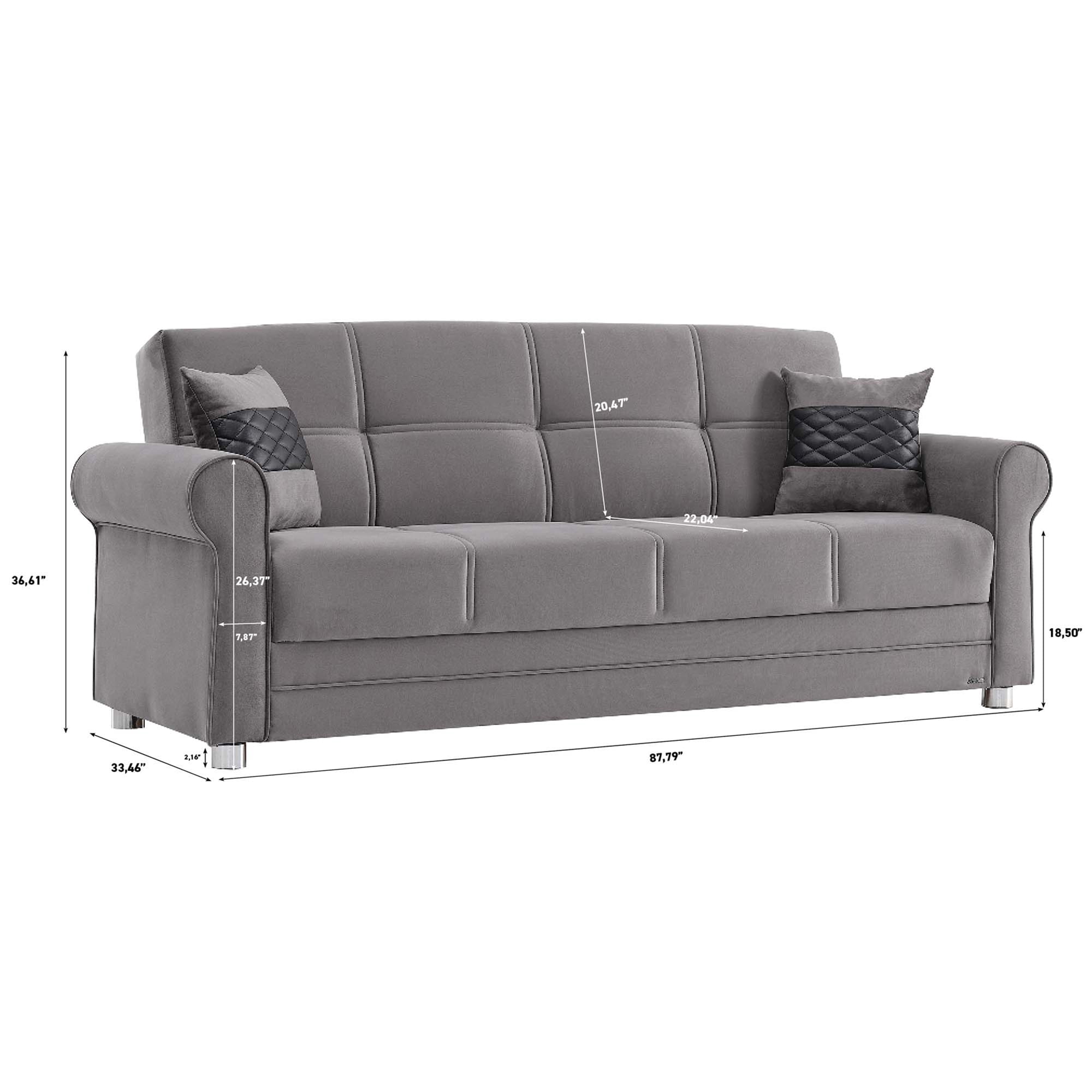 Ottomanson Convertible Sleeper Sofa Bed with Hidden Storage, Firm Comfort Couch, Gray