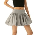 thumbnail image 3 of Women'S High Waist Ruffle Hem Bubble Mini Skirt A Line Flared Cute Skirts Streetwear Grey L, 3 of 8