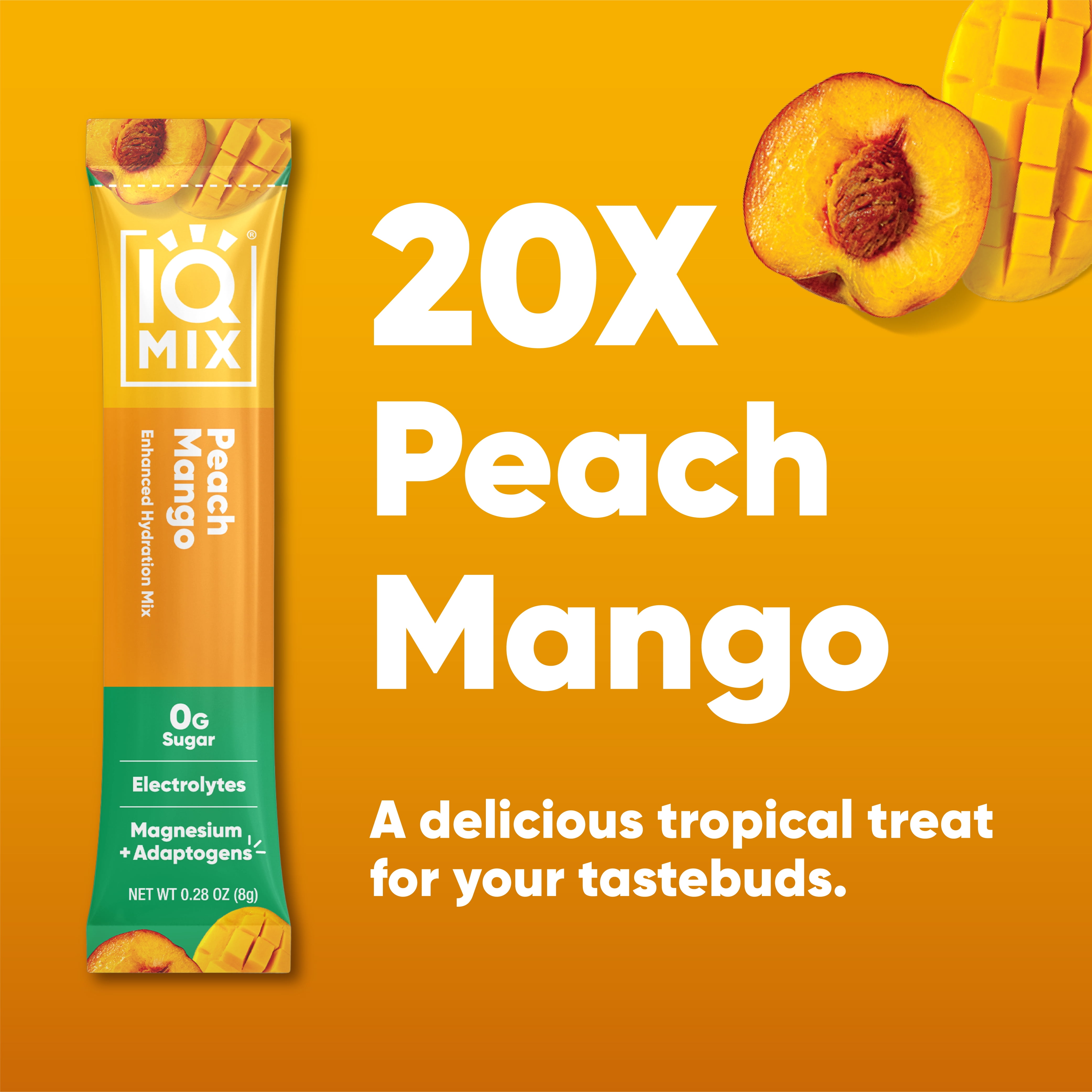 IQMIX Sugar Free Electrolyte Powder Packets - Keto Electrolytes with Lions Mane, Magnesium L-Threonate, Potassium Citrate - Peach Mango (20-Count)