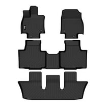 Ikon Motorsports 3D TPE Floor Mats Compatible With 2024-2025 Toyota Grand Highlander 7 Seats 2024 Lexus TX 350 All Weather Waterproof Anti-Slip Car Floor Liner Heavy Duty Carpets Black 4PCS Set