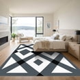 thumbnail image 3 of ODIKA 6'x9' Machine Washable Non-Slip Area Rug, Binary Rhythm Monochrome Interlocking Design High Traffic Rug with Pad, Black, 894693, 3 of 8