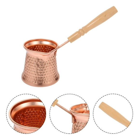 OFFIGAM Rose Copper Alloy Ibrik Coffee Pot Multi-Function Turkish Coffee Maker for Kitchen Use