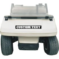 Custom Text Black Background Club Car DS & Carryall Golf Cart Front Name Plate. Fits Club Car DS & Carryall Carts. Custom Made in The USA!!