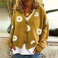 thumbnail image 2 of Fesfesfes Women Cardigan Women Fall Winter Casual Floral Printed Long Sleeve Knitted Cardigan Sweater Coat, 2 of 5