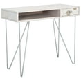 thumbnail image 3 of SAFAVIEH Raveena Mid-Century w/ Drawer Writing Desk, Mix White/Silver, 3 of 13