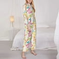 thumbnail image 3 of Saiise Retro Colorful Butterfly Print Women Soft Pajama Sets,Long Sleeve Sleepwear Button Up 2-Piece Pjs Lounge Sets-Small, 3 of 7